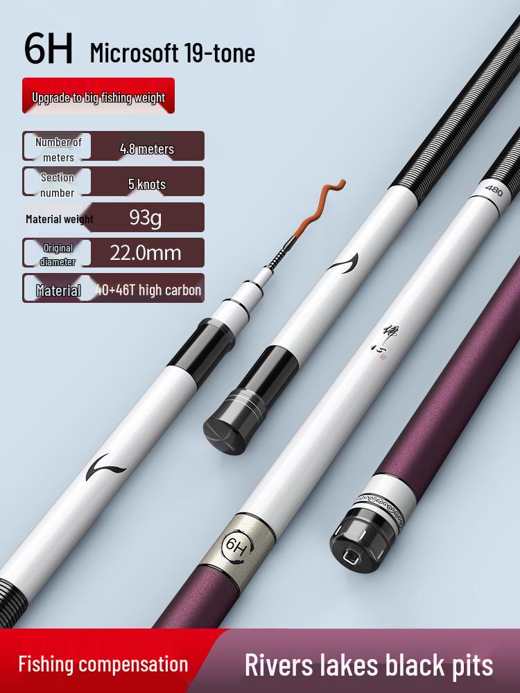 Ultralight Ultra-hard 28 & 19 Action Fishing Rod for Wild and Big Fish with Lightweight Black Pit Carp Design