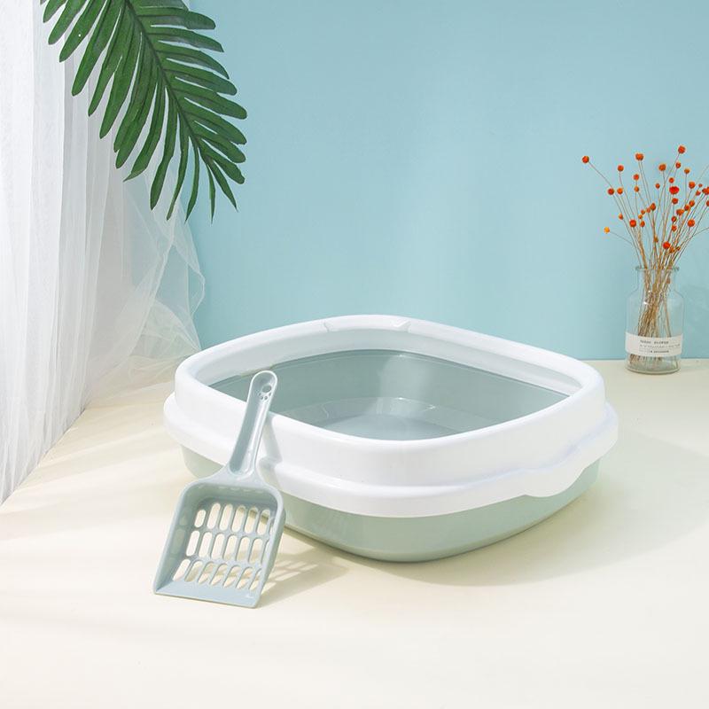 Large Semi-Enclosed Anti-Splash Cat Litter Box with Thickened Corridor Design