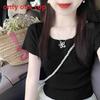 Pure Blue Ice Silk Sleeveless Short Sleeve Top For Summer Women