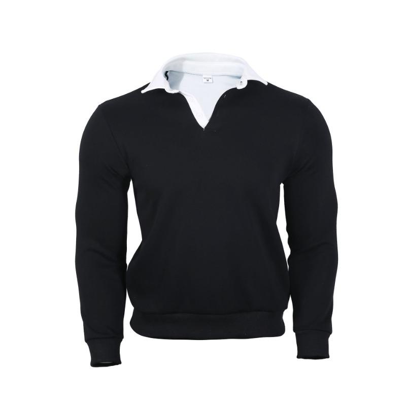 

Осенняя повседневная универсальная толстовка с длинными рукавами и воротником-поло, модная мужская одежда, пуловеры и длинные рукава для мужчин XXL чёрный