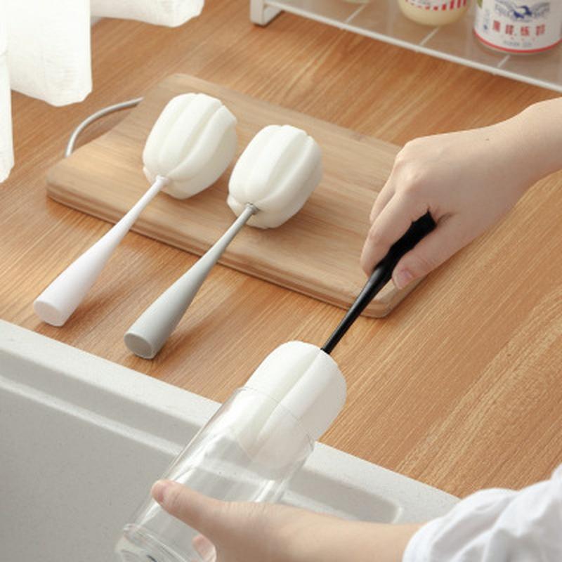 1PCS Vertical Long-Handled Cup Brushes Mug Sponge Cleaning Bottle Brush Cleaning Brush Glass Cleanin