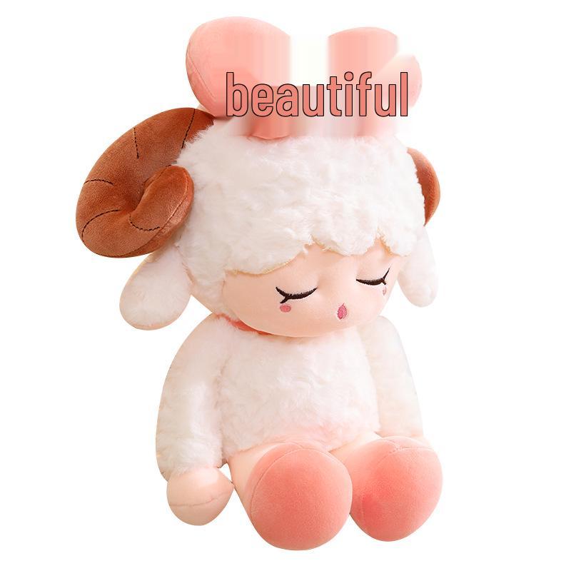 Adorable Aries Plush Sheep Doll with Bowtie - Soft Sleeping Pillow for Kids