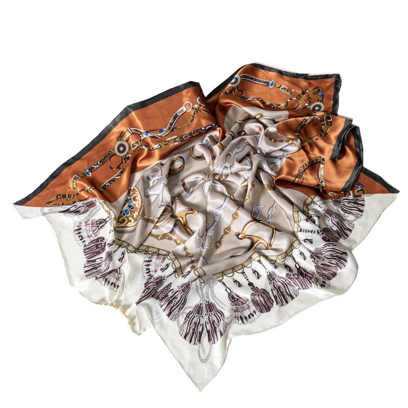 Hengyuanxiang 100% Mulberry Silk Retro Square Scarf