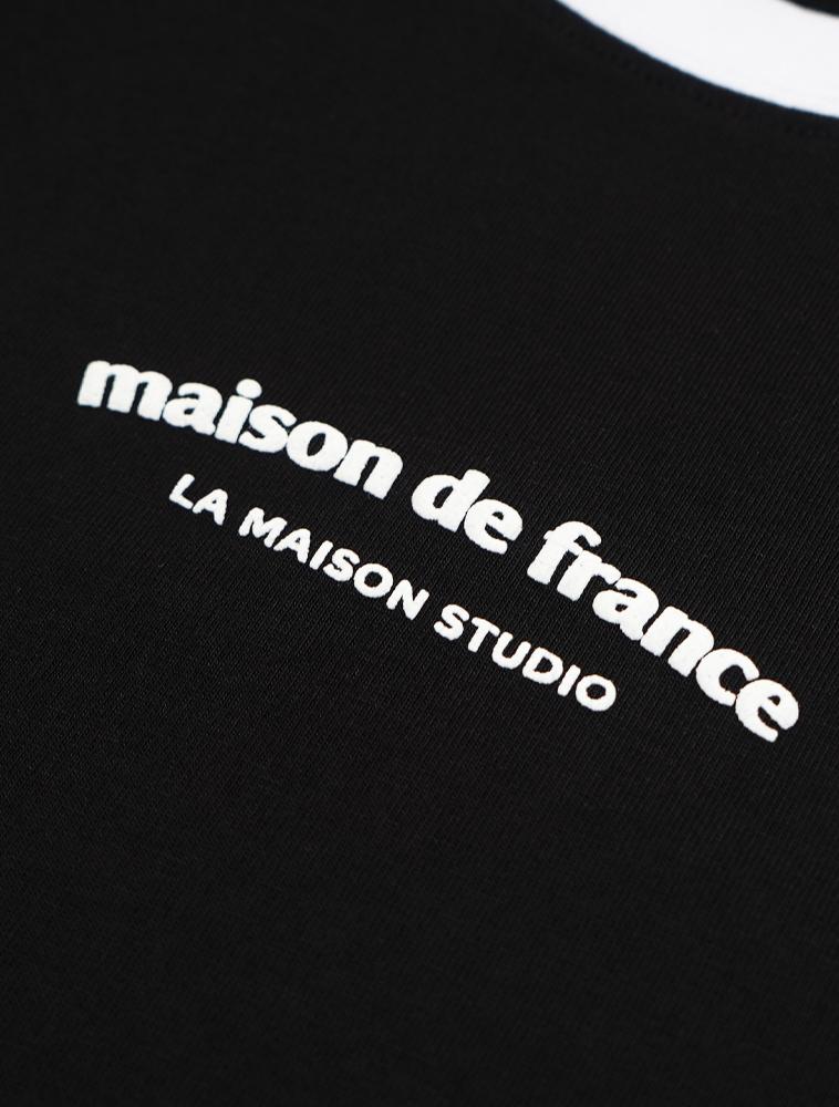 LA MAISON STUDIO Embossed Logo Slim Fit Short Sleeve T-Shirt Black & White (Fcg2Ts773W)