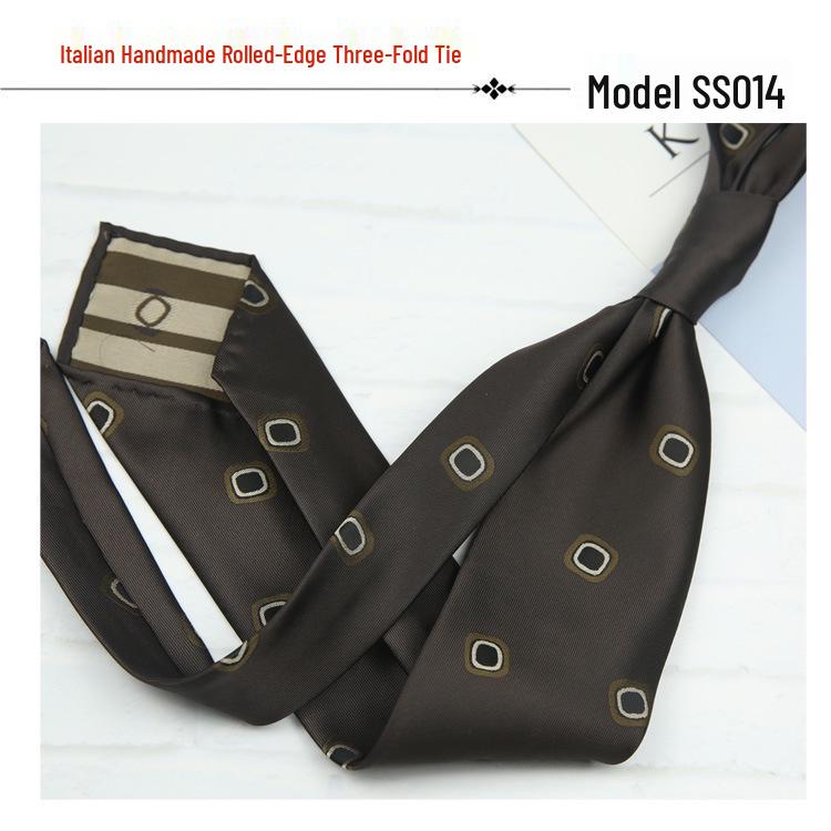 Men's Formal Arrow-Shaped Tie - Italian Handmade Rolled Edge, Three-Fold Pleat, Perfect for Weddings & Suits