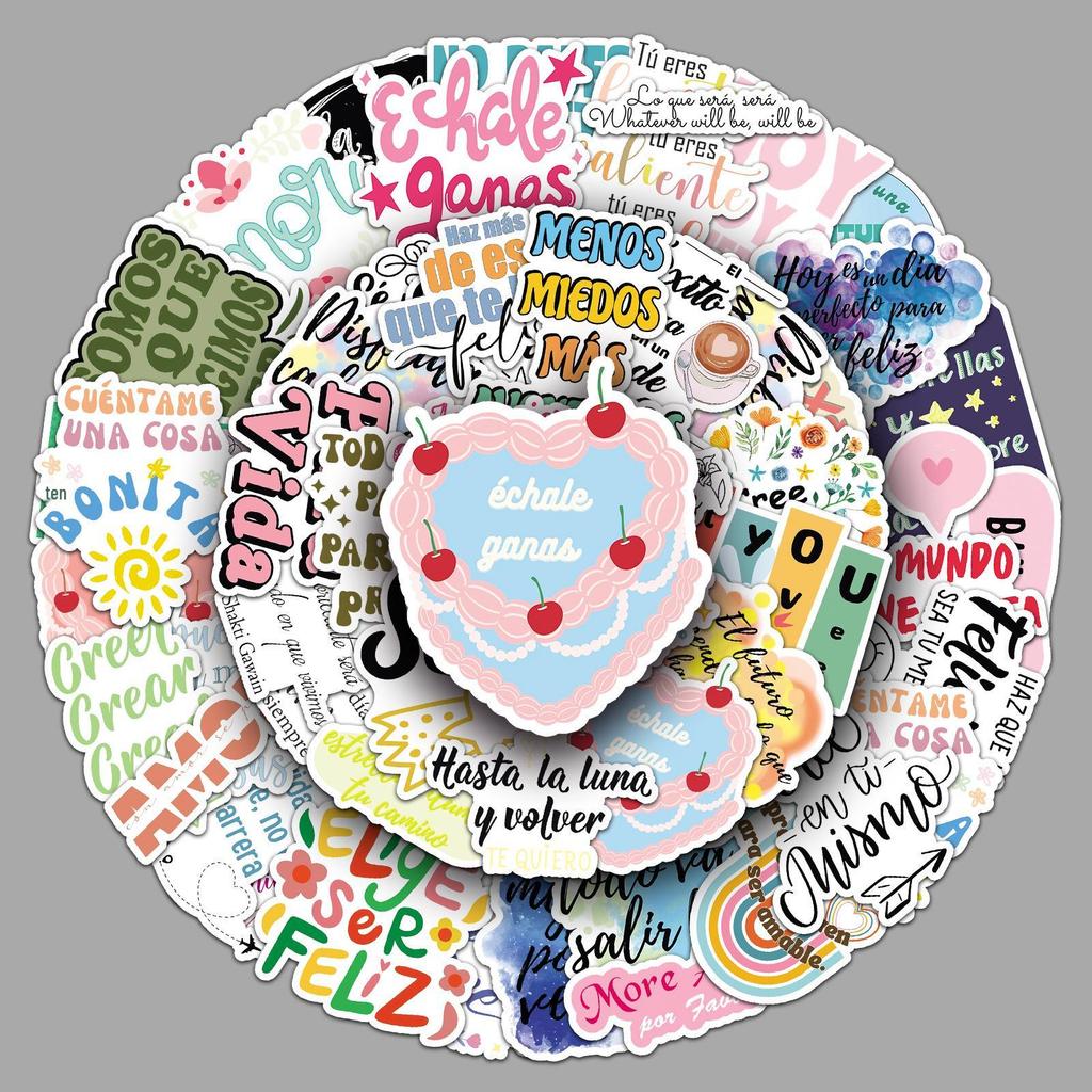 50 Motivational Spanish Stickers: Creative, Positive, Waterproof Slogans for Helmets, Cars, Journals, and Phones