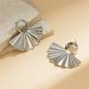 Fashion pleated metal smooth folding stud earrings women's retro versatile geometric earrings earrings