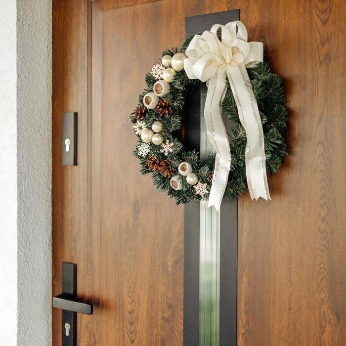 Couronne de Noël - CREATIVE HOME - Diamètre 35 cm - Décoration Extérieure - Vert - Élégance