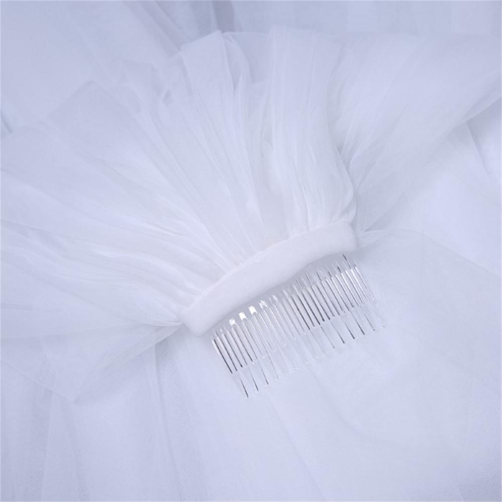 1pc White Simple Ribbon Edge Soft Tulle Wedding Veils with Comb Marriage Wedding Accessories