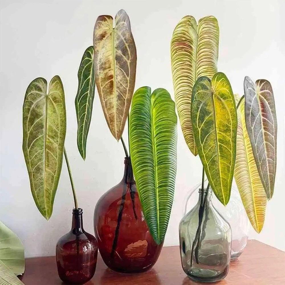 Plastic Crane King Fern Leaf Lifelike Banana Leaf Artificial Arrowroot Leaf  Home Decor