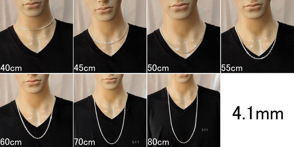 Points Silver 925 Chain Necklace 50cm Red Bean Chain Thick Silver Necklace Silver Chain Azuki Chain 4 Sides Red Bean Necklace Azuki [100 Market] Men's