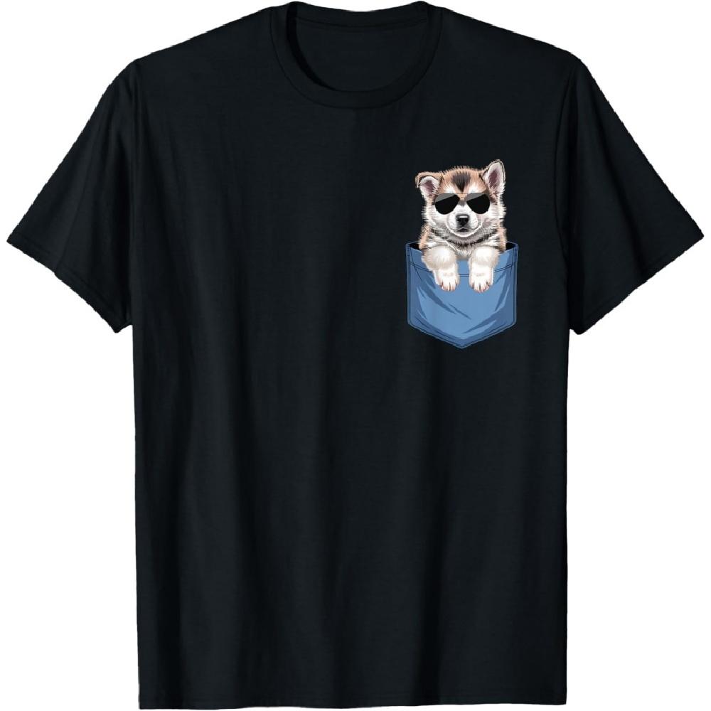 Cute Pocket Alaskan Malamute Lover Dog Mom T-Shirt XXXXXL чёрный