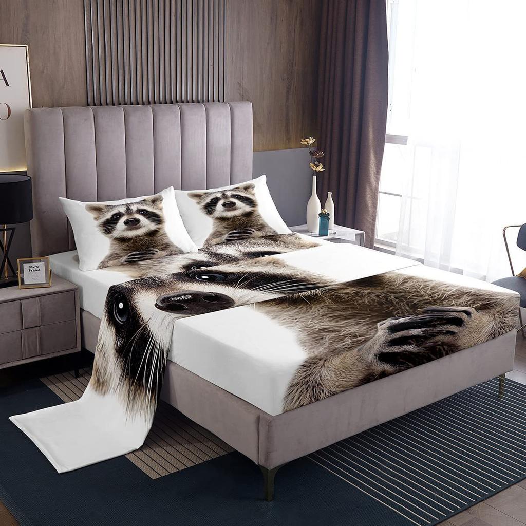 Chapéu de Cama com Padrão de Frutas Abacate Desenho Animado Conjunto de Roupa de Cama de Quatro Peças Decoração de Roupa de Cama para Quarto de Dormitório