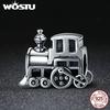 WOSTU Hochwertige 925 Sterling Silber Vintage Lokomotive Zug Auto Perlen passen Charm Armband DIY
