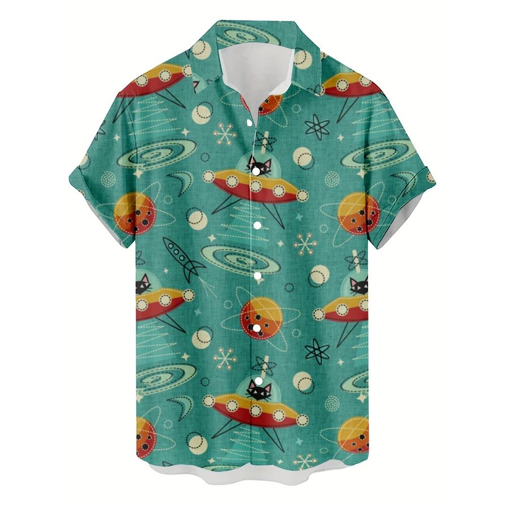 2026 Men's Summer Shirt Lapel Design Swimming Circle Gorilla Pattern Men's Large Size Shirt Fashion Loose Seaside Partywear
