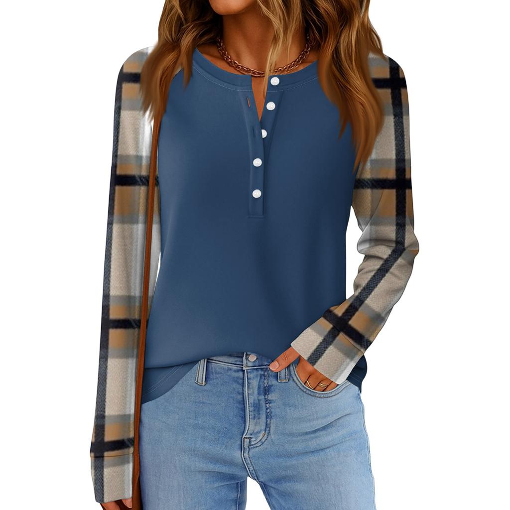 Women's Fashion  Loose Long Sleeve Round Neck Casual Top