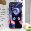 Künstlerische Schwarze Katze Sternennacht Handyhülle für Samsung S24 S23 S22 S21 S20FE Plus Ultra Cover für Samsung Galaxy S25 Edge Fundas