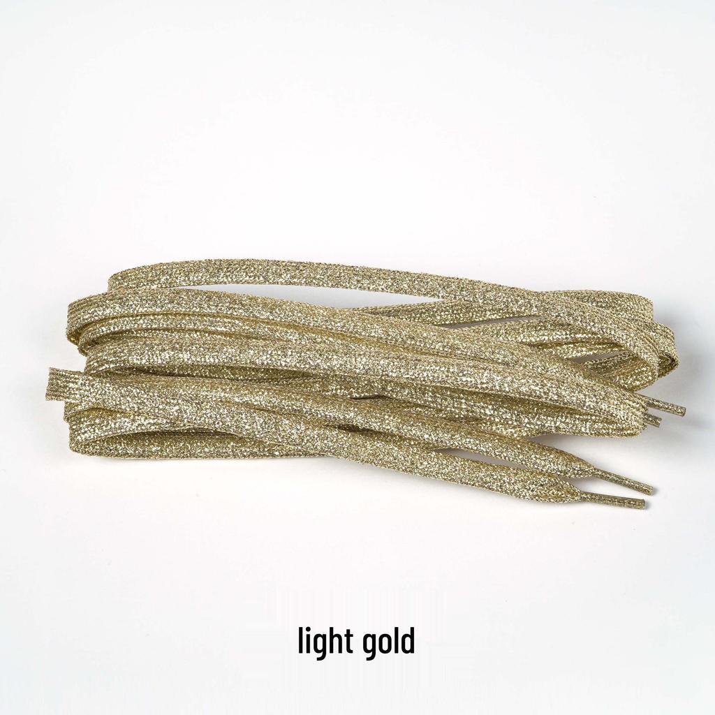 Pearlescent Gold & Silver Thread Shoelaces: Vibrant Double-Layer Flat Cords for Board, Sports, and Dance Shoes