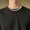 VEROMCA Stainless Steel Sweater Chain Imitation Pearl Necklace Women's Glowing Pearl Necklace