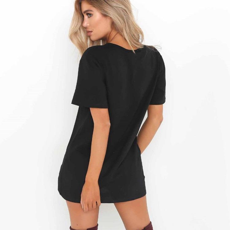 Summer Sexy Deep V-neck Short Sleeved Loose Casual Dress for Women