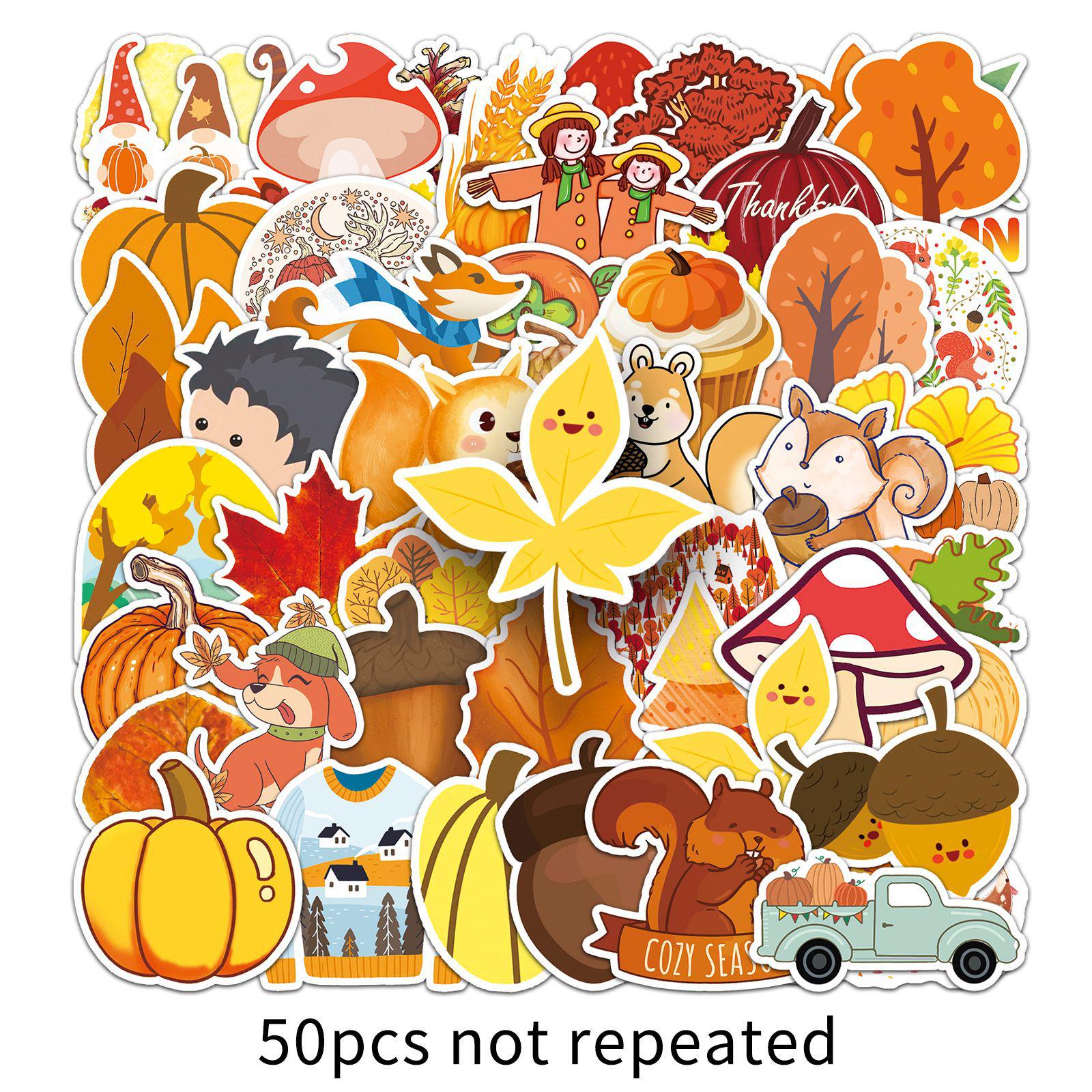 50 Autumn Graffiti Cartoon Stickers: Waterproof & Cute DIY for Luggage & Skateboards