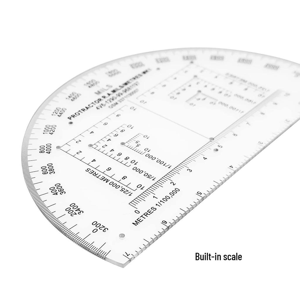 Military Protractor: 6" & 9" Built-in Scale, MP-1 Mapping Ruler for Tactical Training