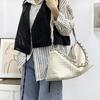 Large Capacity Woven Leather Tote Bag Chain Strap Crossbody Commuter Women
