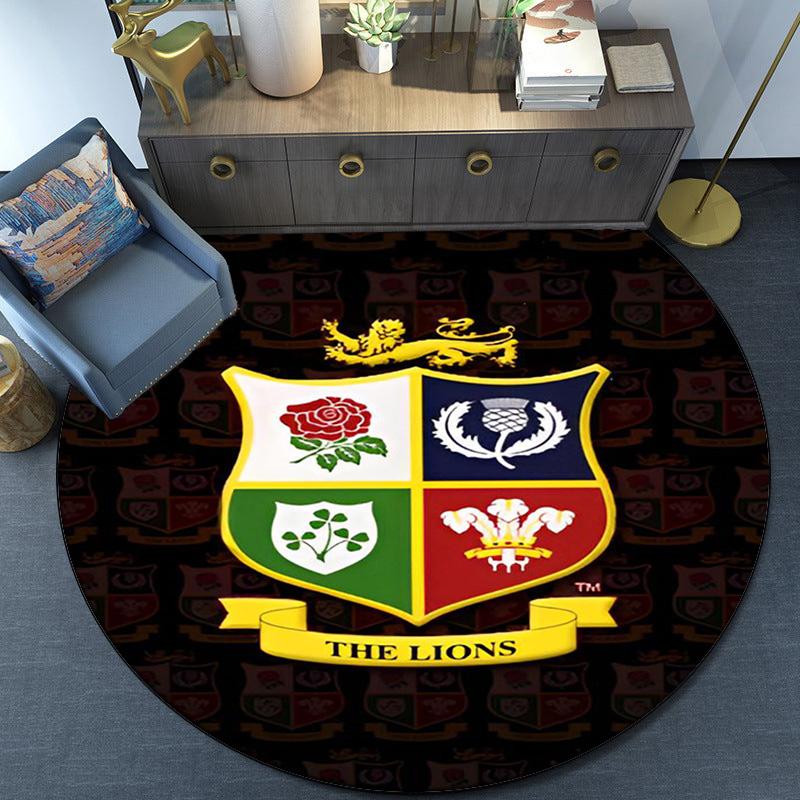British & Irish Lions Round Rug for Livingroom,Bedroom, Palyroom, Chair Rug, Area Rug, Circle Carpet, Fan Christmas Gift