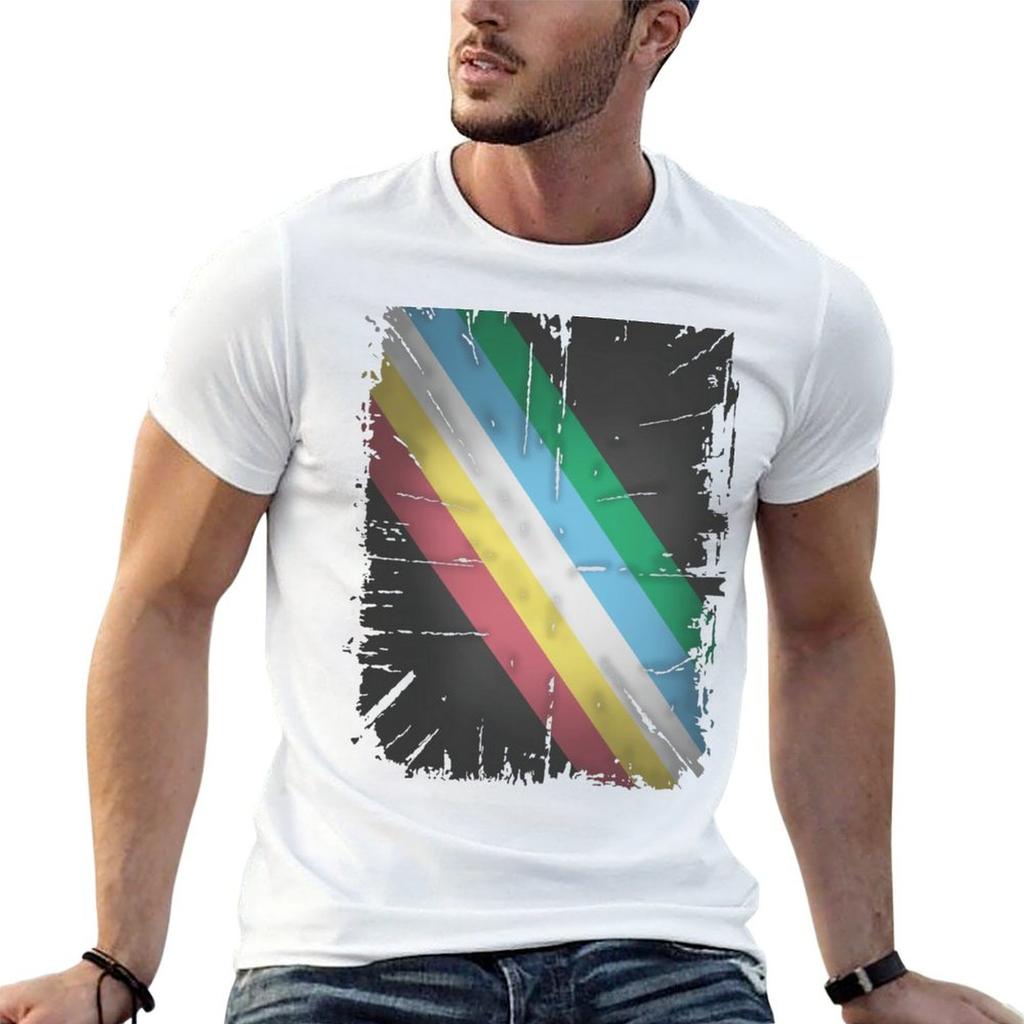 Disability Pride Flag (distressed) T-Shirt Men T Shirt Cotton 100% Cotton T Shirts High Quality