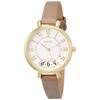 Fieldwork Tova Analog Watch with Date Display, Gold Leather Strap, Gray, YM054-2, Women's