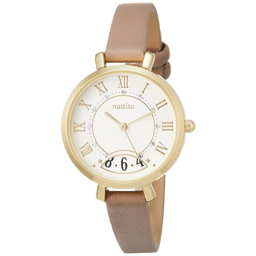 Fieldwork Tova Analog Watch with Date Display, Gold Leather Strap, Gray, YM054-2, Women's