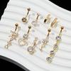 Set of 9 Cute 14G 1.6MM Stainless Steel Belly Button Rings with Zircon 1.6MM Cute Clicker Navel Piercing Jewelry for Women