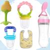 Baby Feeding & Play Combo – Teether, Rattle, Fruit Feeder, Bib & Spoon Feeder Bottle (Pack of 5)