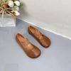 Johnature Genuine Leather Shallow Flats Retro Loafers Comfortable Soft Sole Round Toe Versatile Women's Shoes