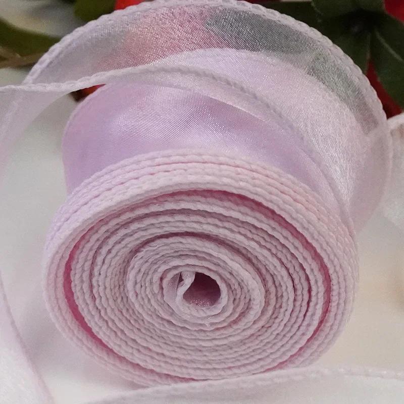 40mm Roll Sheer Chiffon Ribbon Organza Satin Ribbons for Gift Wrapping Decoration Wedding Bouquets Wreath Sewing Supplies