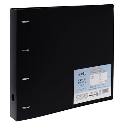 Irelu Refillable Album for Photos, Trading Cards, and Miniature Colored Paper [Irelu Album] Black, D-Shaped, 4-Ring Hole, Simple Design, IRL-AL-D