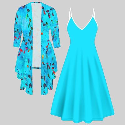 3D-gedrucktes Set Kleid Mantel, einfarbig, verschiedene Formen, Mode-Print, geeignet für verschiedene Szenen, Mode-Stile