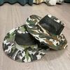 Breathable Wide Brim Bucket Hat With Drawstring, Sun Protection Windproof Mesh Camo Fishing Hiking Outdoor For Men
