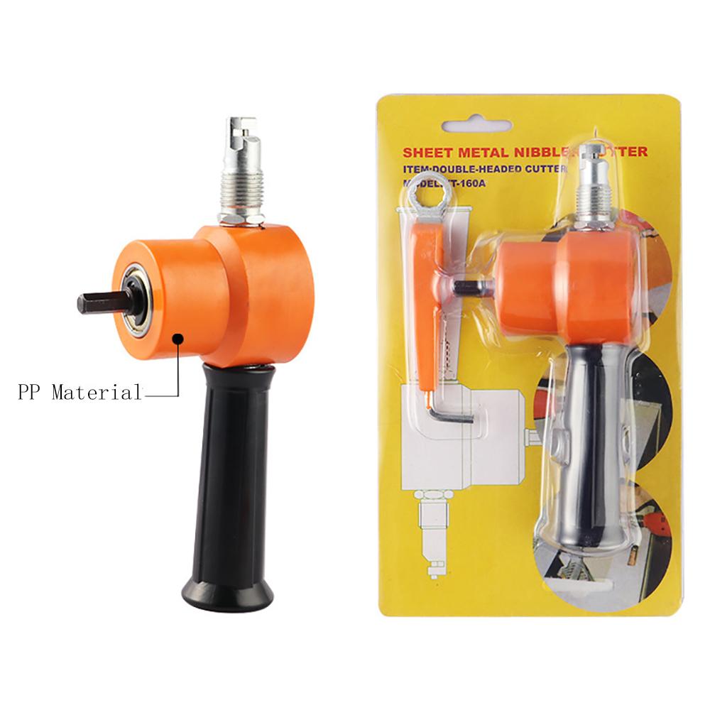 Dual Head Sheet Metal Cutting Nibbler Electric Drill Attachment 360 ° Rotatable
