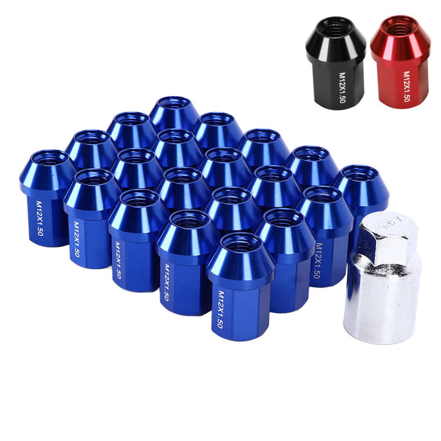 20pcs M12x1.5 Wheel Lug Nuts 35mm 6061 Aluminum Alloy Closed End Tire Lug Nuts Replacement for Car Accessories Tool