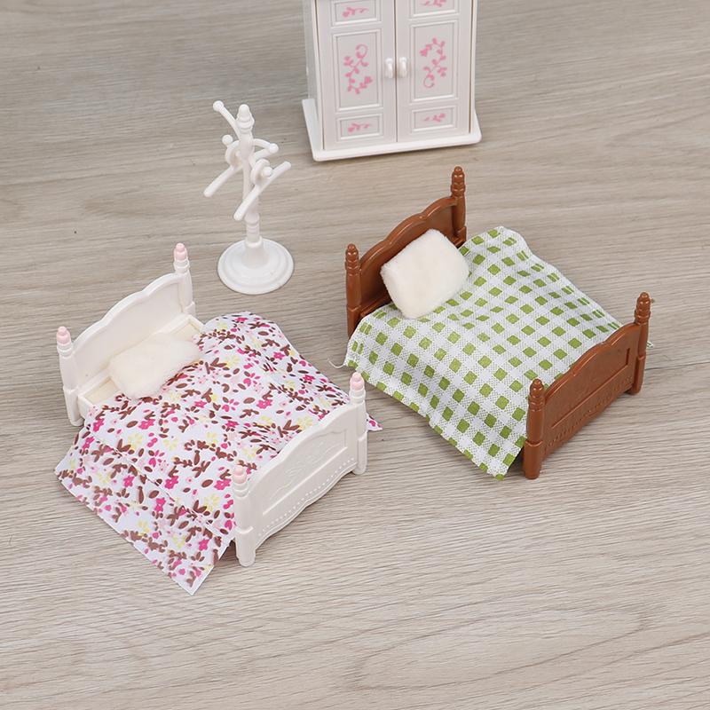 style Different 1/12 Dollhouse Mini Bedroom Bed Dressing Table Mirror Closet Bunk Bed Dollhouse Home Furniture Decor Accessories