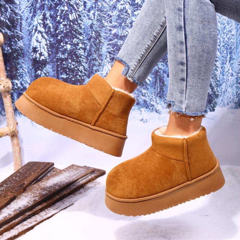 Fashion Platform Snow Boots Women's 2025 New Winter Fur Integrated Short Tube Snow Cotton