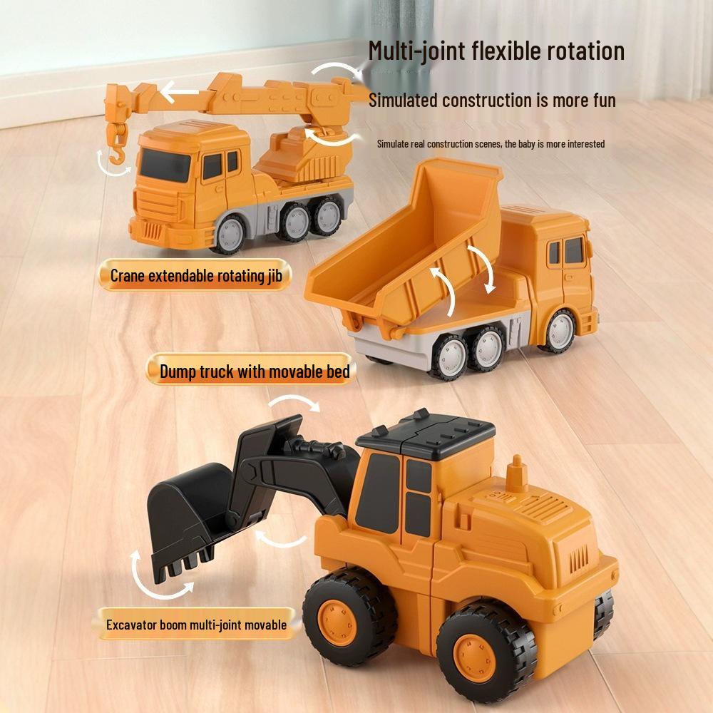 Magnetic Transforming Engineering Vehicle Toy for Boys
