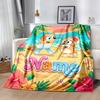 Beach Friends Adventure Personalized Name Blanket Multi-purpose Personalized Blanket Soft & Cozy Throw For Sofa Couch Office Chair Nap All-Season Use