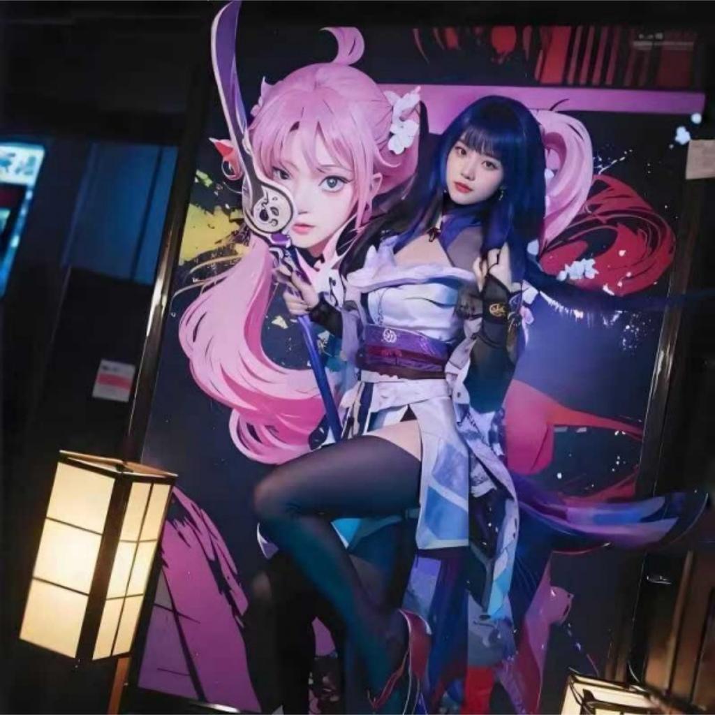 Genshin Impact Cos Costume God Of Thunder Barzhen Thunder General Shadow Warrior Cosplay Game Animation Kimono Female Shadow COS