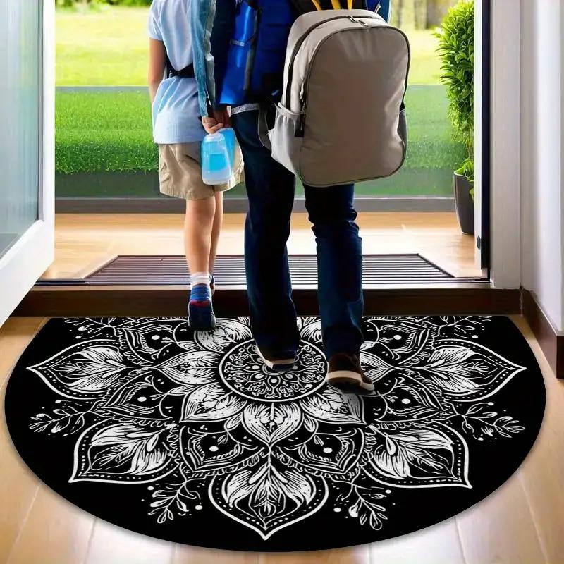 1Pcs Mandala Semi Circle Welcome Doormat Non-Slip for Outdoor Patio Porch Kitchen Bathroom Entryway Floor Mat