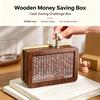 Wooden Euro Savings Challenge Box Reusable Cash Storage Piggy Bank, 1111‑11111 Money Saving Box for Kids Adults