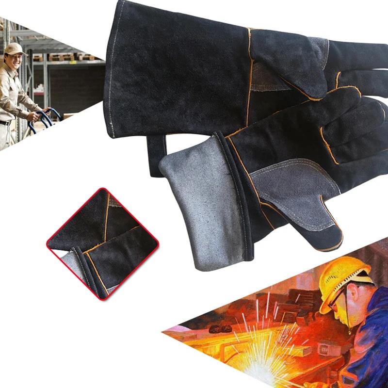 Guanti estremamente resistenti al fuoco e al calore, in pelle con cuciture in kevlar, perfetti per camino, stufa, forno, grill, saldatura