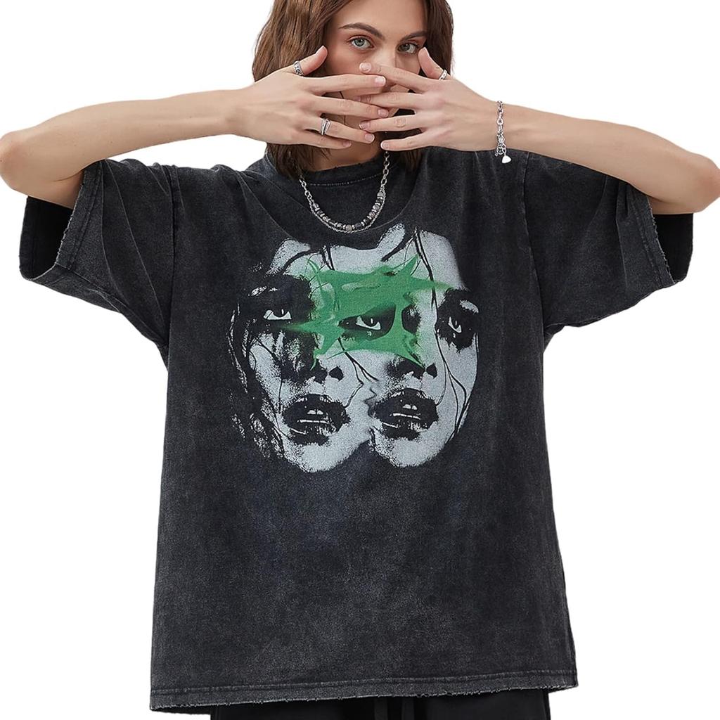 Y2K Vintage Tees for Men Women Grunge Clothes Oversized Graphic Tees Cartoon Printed Short Sleeve T Shirts
