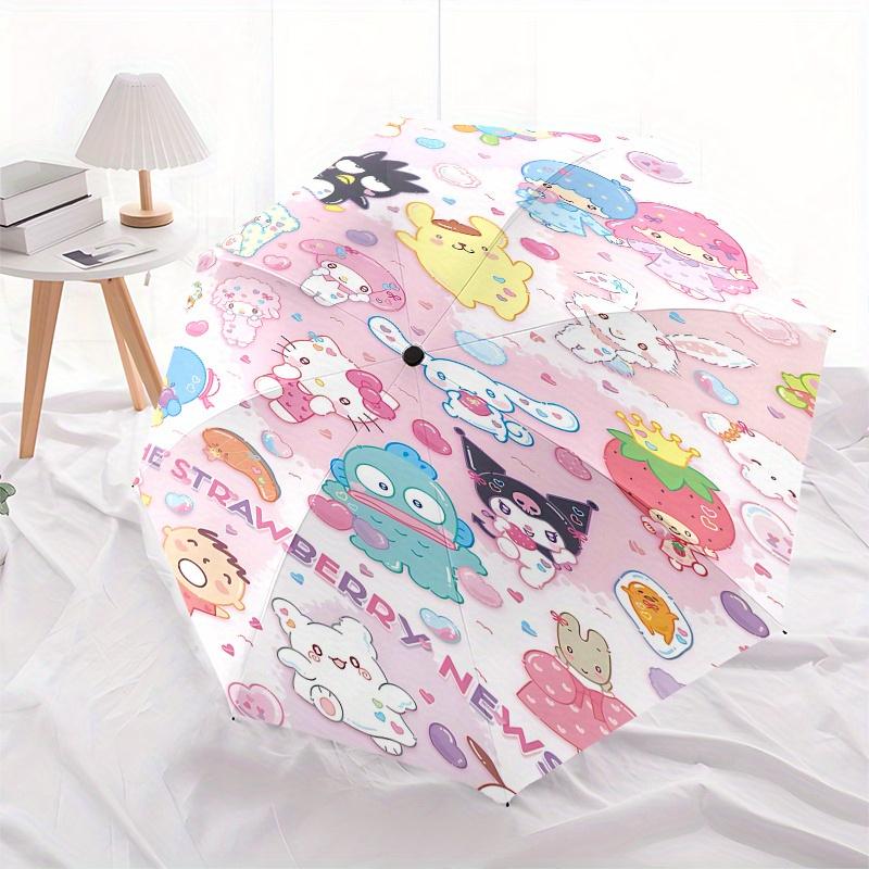 Sanrio Automatic Opening and Closing Parasol Compact Travel Umbrella with 8 Ribs for Women and Men Ideal Birthday/Christmas Gift, Outdoor Ac